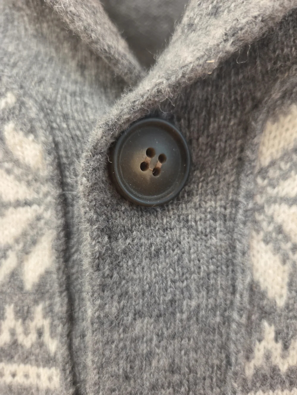 J. Crew Gray 100% Lambswool Men's Shawl-Collar Fair Isle Cardigan Sweater (M)